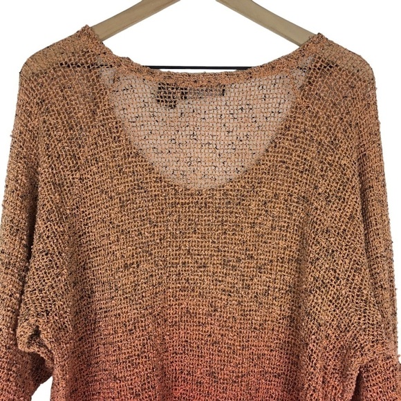 FRAZZLE Mesh Tunic Top Blouse 3/4 Roll Tab Sleeves Rust Orange Red Lagenlook XL - Picture 6 of 9